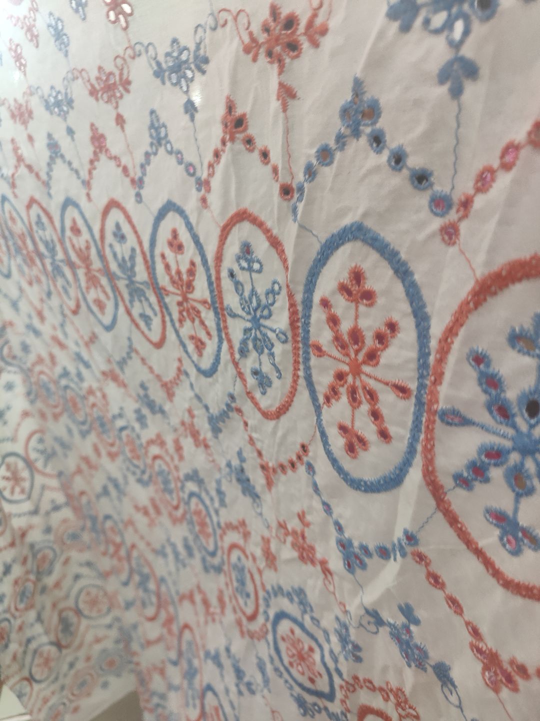 Multi-coloured Schiffli Embrooidered Fabric