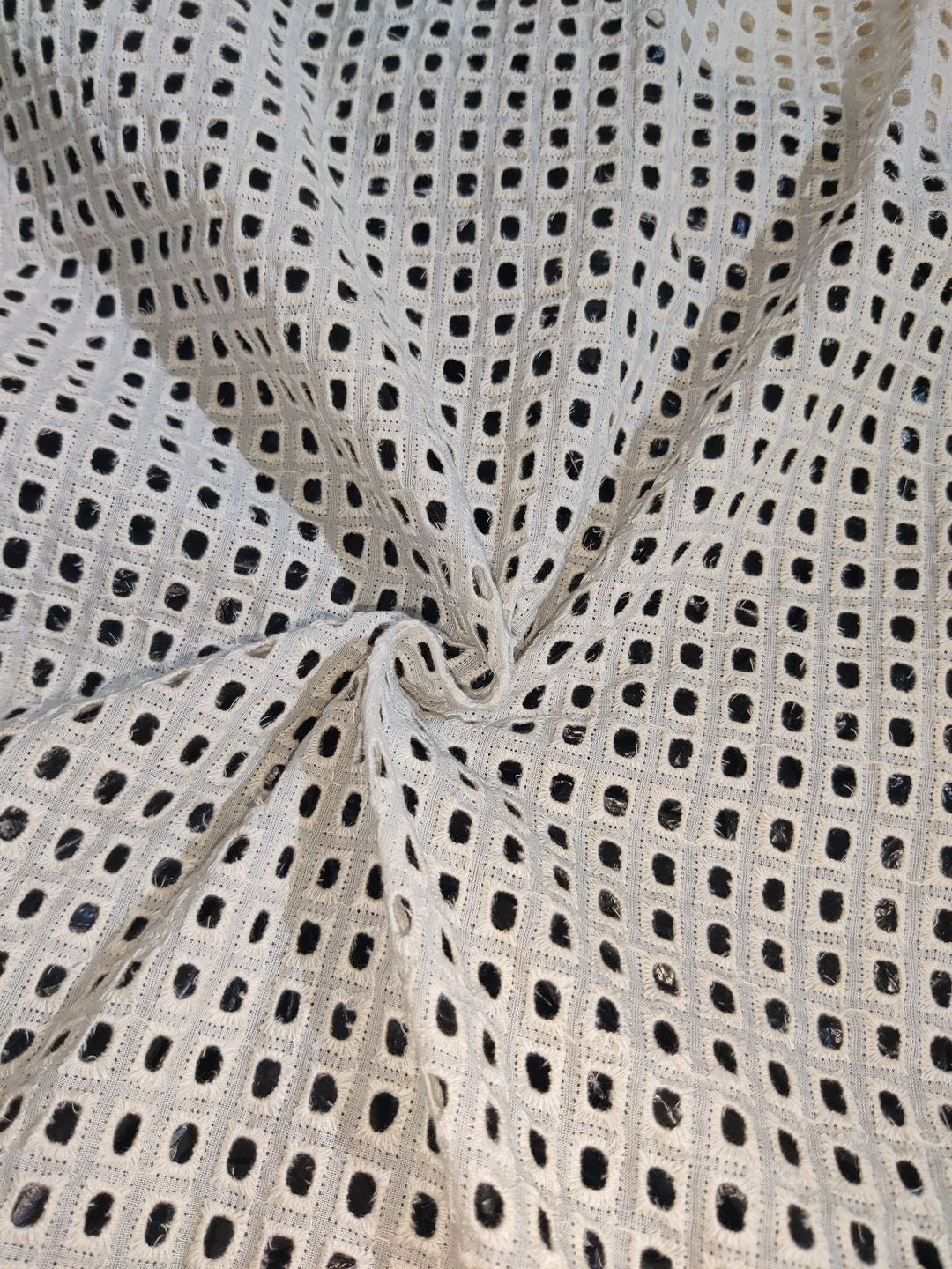 Off-White Box Hole Schiffli Embrooidered Fabric