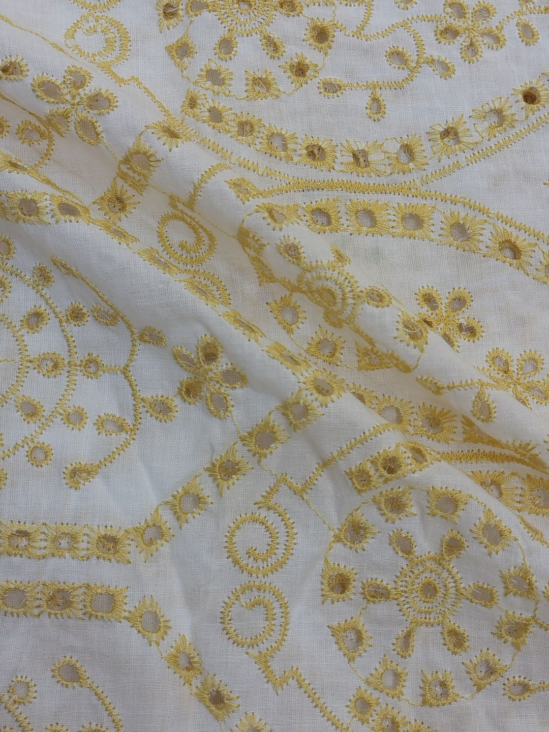 Temple Design Schiffli Embrooidered Fabric