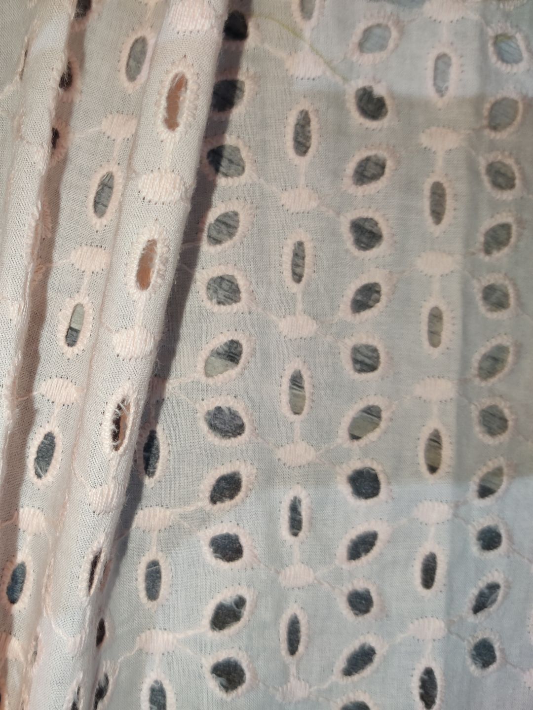 Light pink Schiffli Embroidered Fabric