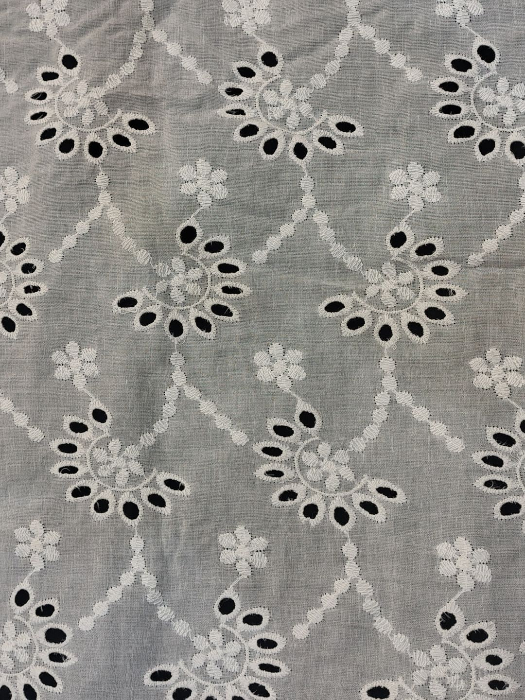 Pansy off-White Schiffli Embroidered Fabric