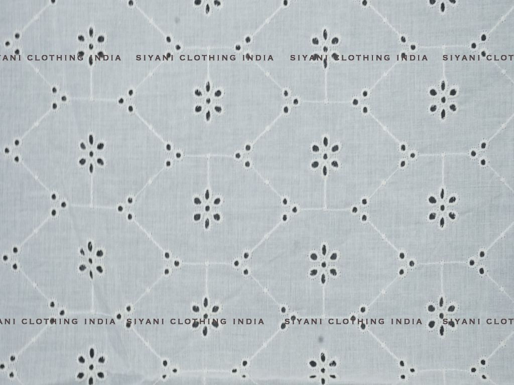 Kora Cotton Dyeable Panta Floral Chikankari Embroidered Fabric