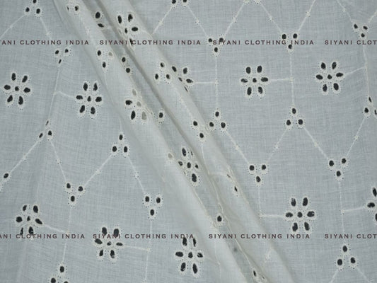 Kora Cotton Dyeable Panta Floral Chikankari Embroidered Fabric