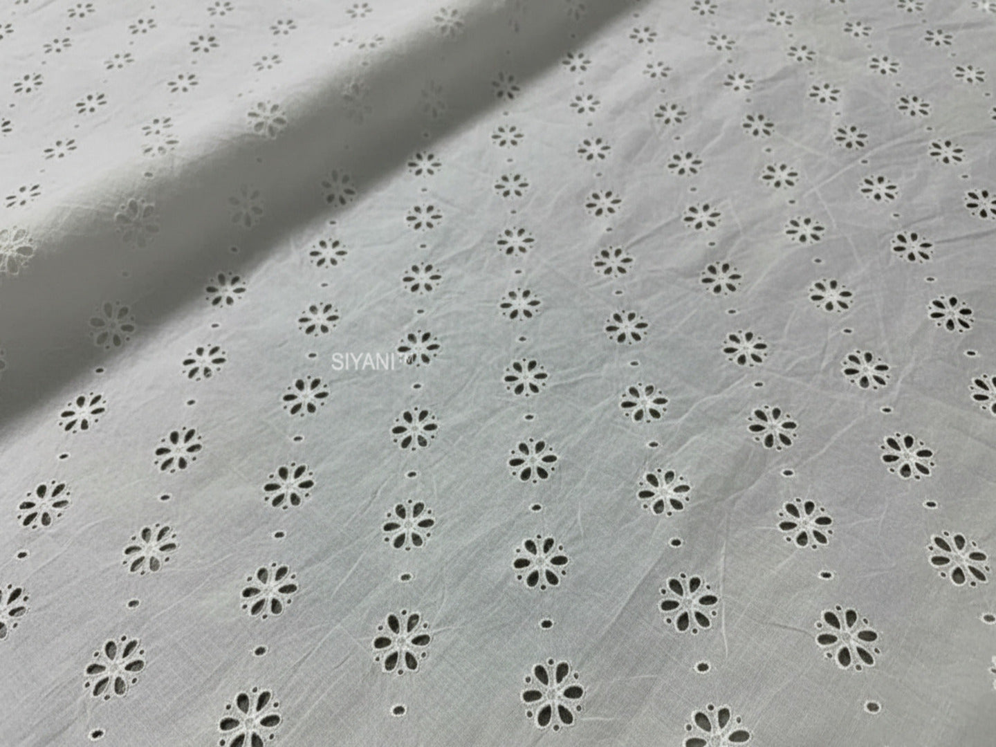 Off White All‑Over flower Embroidered Fabric