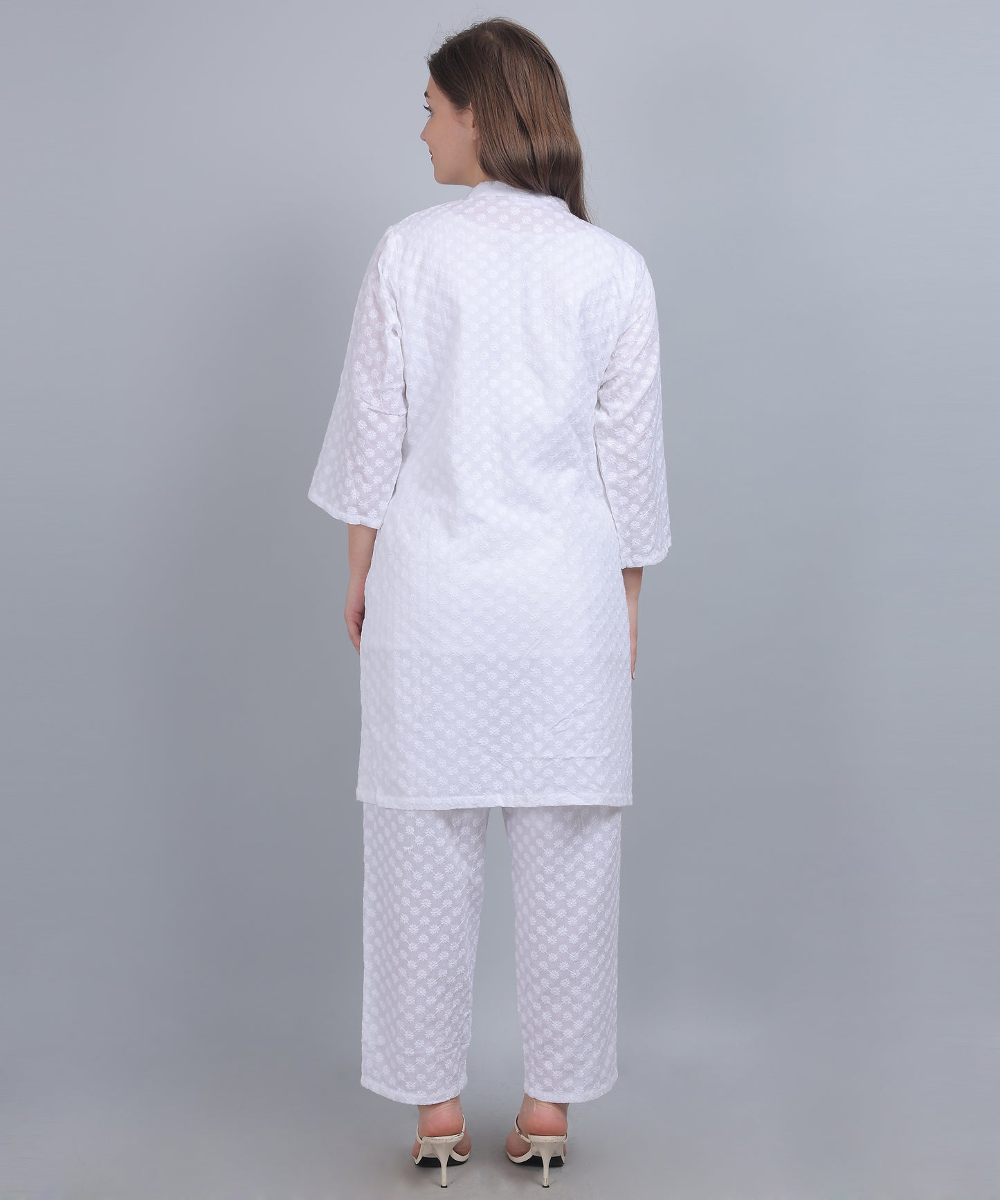 White Schiffli Embroidered Co Ord set