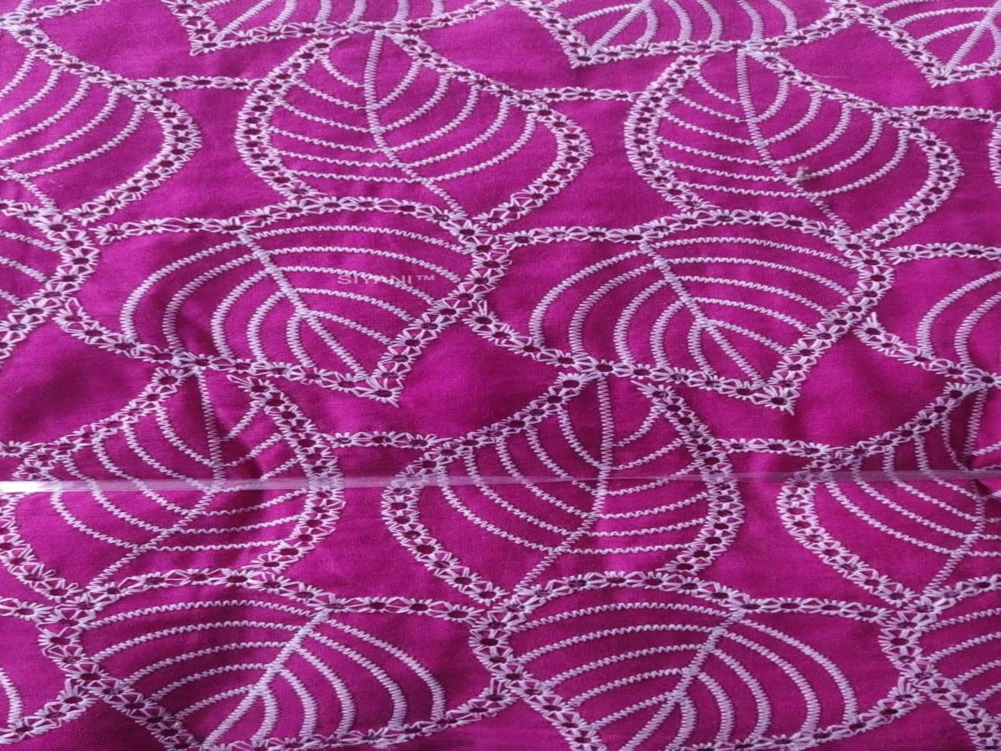 Majanta Leaf pattern Schiffli Embroidered Fabric