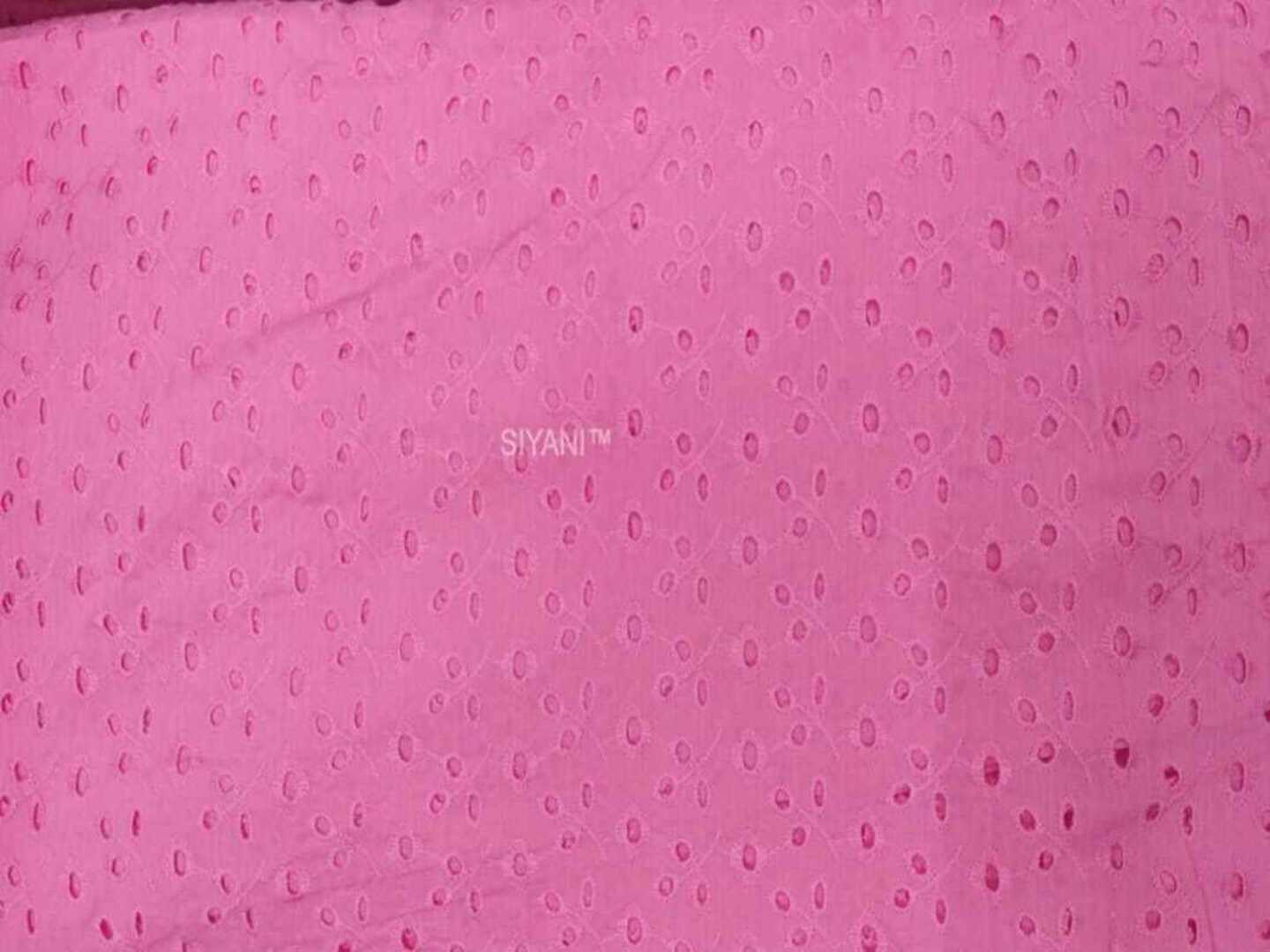 Hot Pink Bloom Schiffli Embroidered Fabric