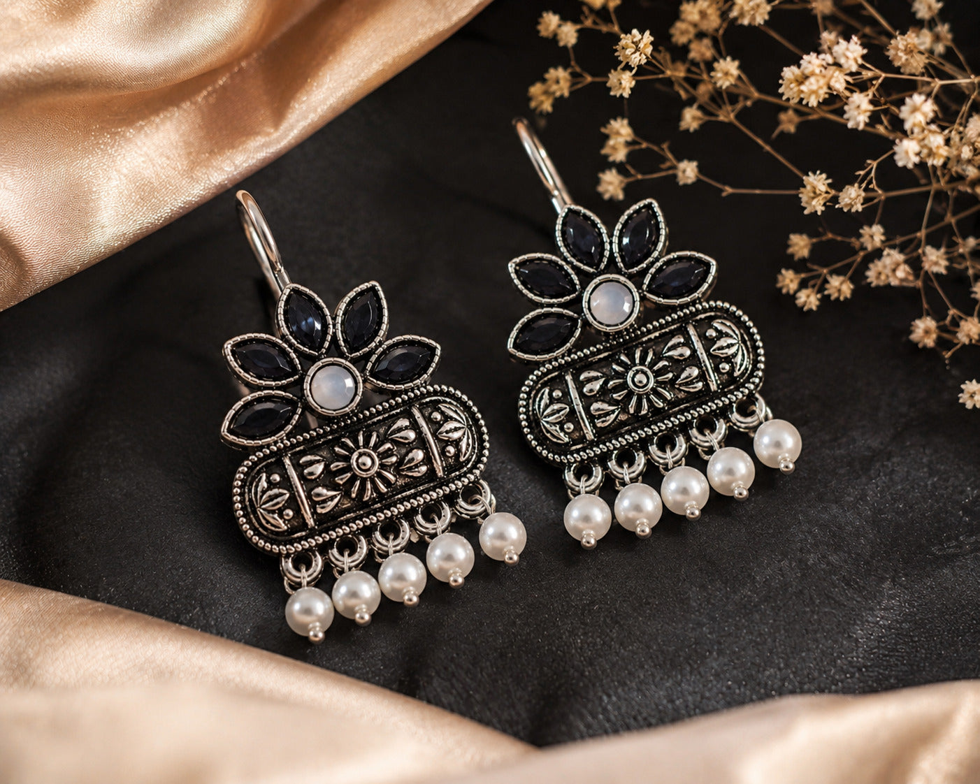 Shivora Floral Oxidised Earrings