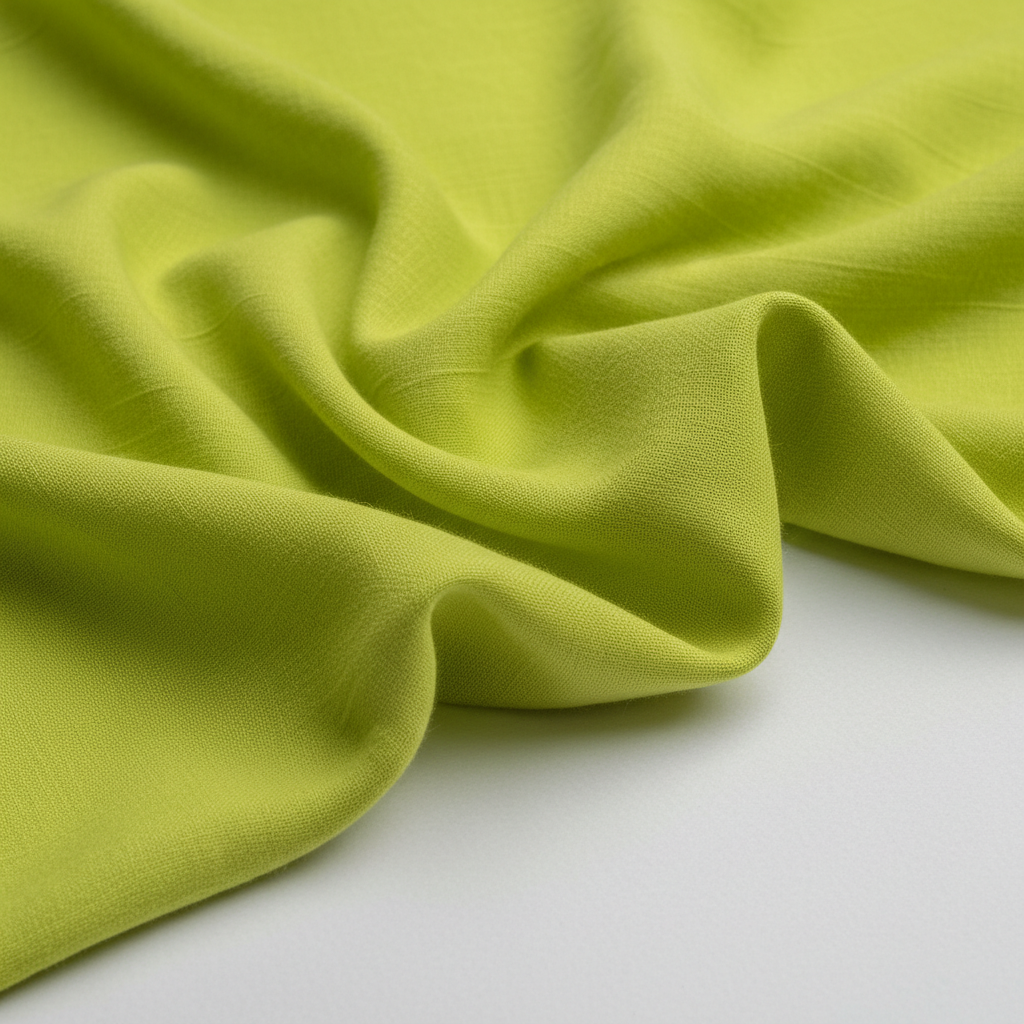 Lime green Jam Cotton fabric draped close-up showing texture and fall