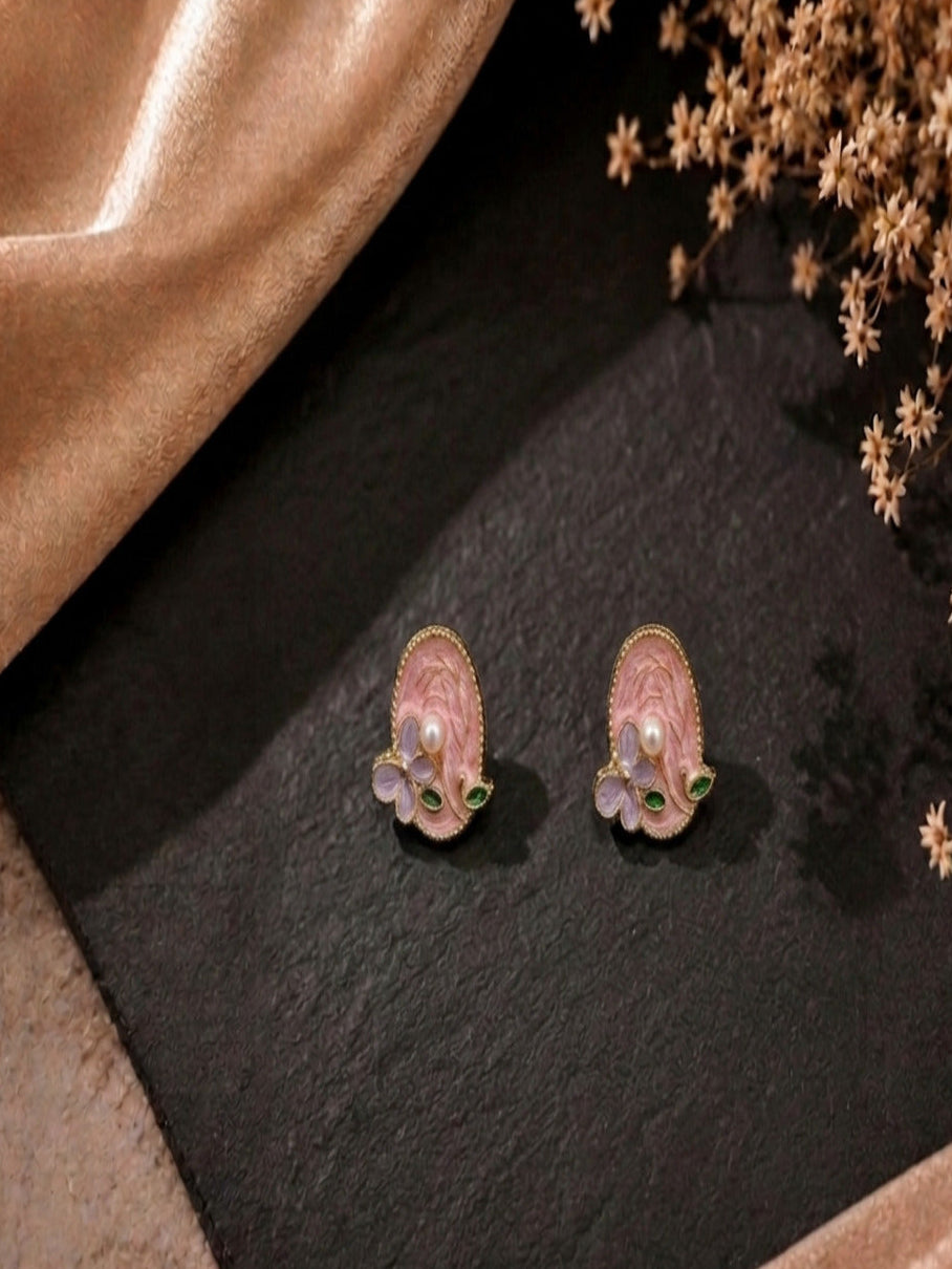 Shivora Blush Bloom Pearl Stud Earrings