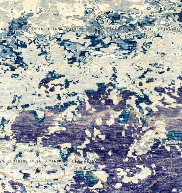 Purple And Blue Pattern Hand Knotted Carpet - Siyani Clothing India