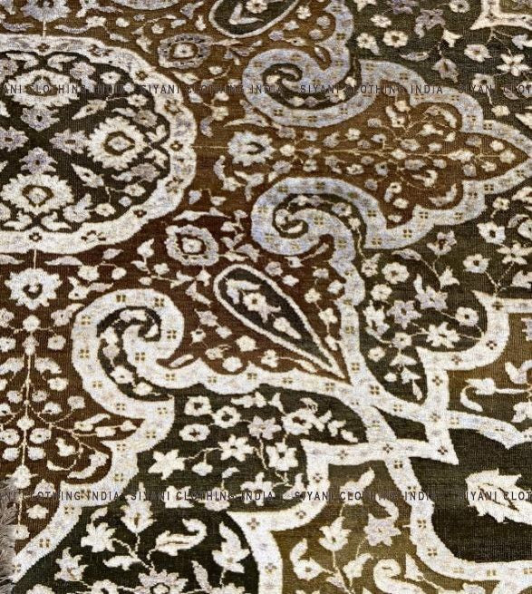 Light Brown Rangoli Design Hand Knotted Carpet - Siyani Clothing India