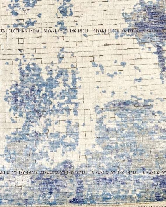 Ice Blue Hand Knotted Carpet - Siyani Clothing India