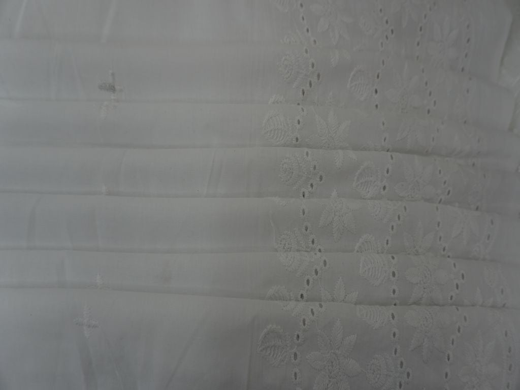 White Dyeable Border Pattern Chikankari Embroidered Fabric Siyani Clothing India