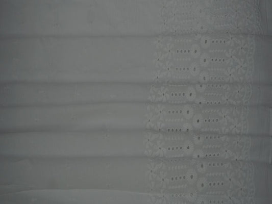 White Dyeable Border Pattern Flower And Leaf Design Chikankari Embroidered Fabric Siyani Clothing India