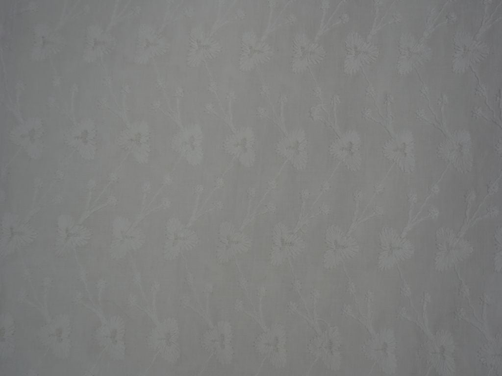 White Dyeable Leaf Design Chikankari Embroidered Fabric Siyani Clothing India