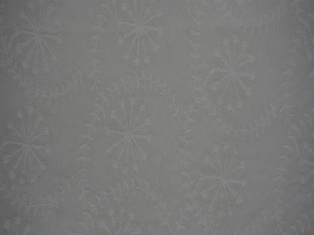 White Dyeable Circular Design Chikankari Embroidered Fabric Siyani Clothing India