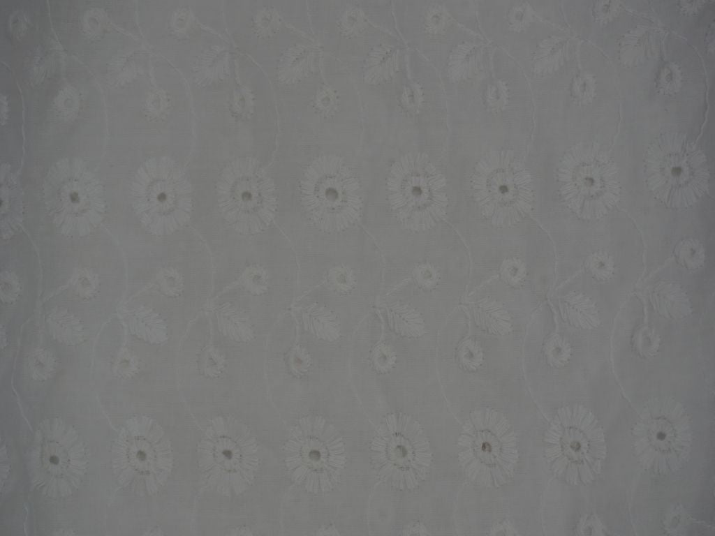 White Dyeable Floral And Leaf Design Chikankari Embroidered Fabric Siyani Clothing India