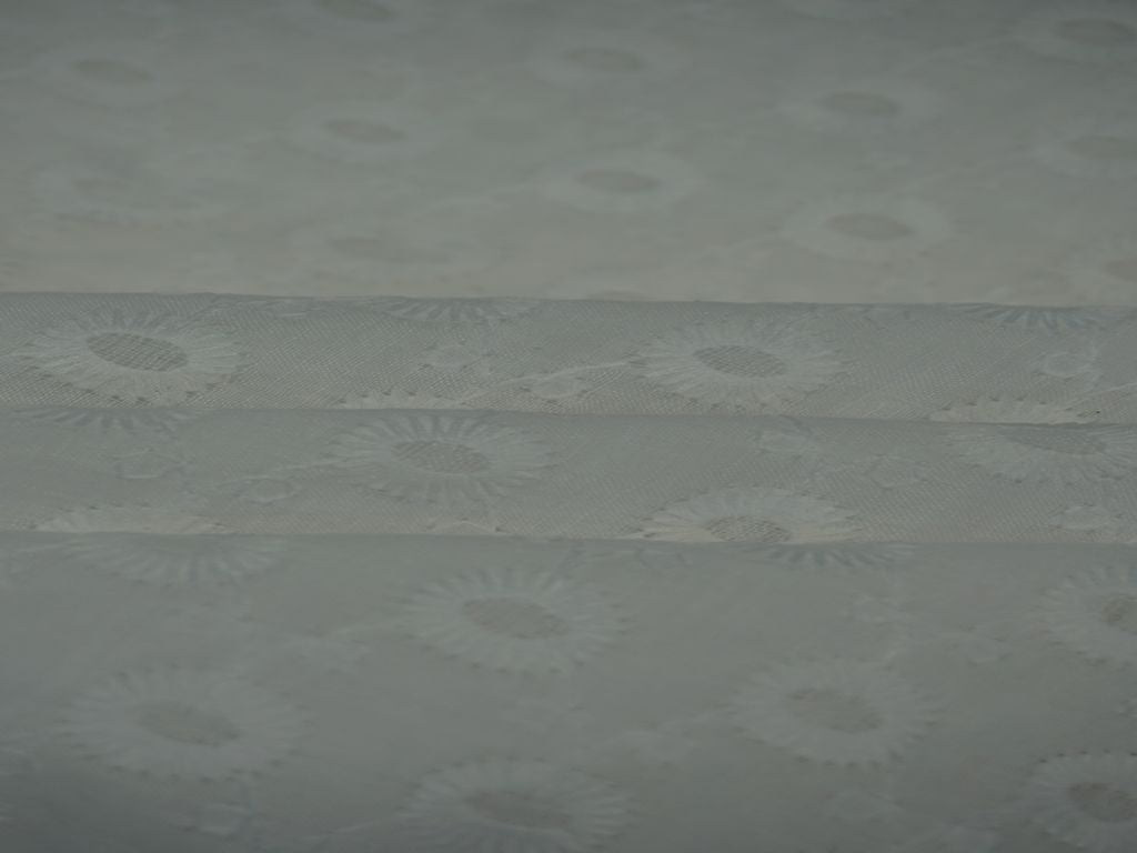 White Dyeable Flower Chikankari Embroidered Fabric Siyani Clothing India