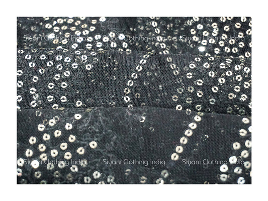 Black Abstract Sequins Embroidered Georgette Fabric Siyani Clothing India