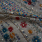 White Rajasthani Foil Print Rayon Fabric - Siyani Clothing India