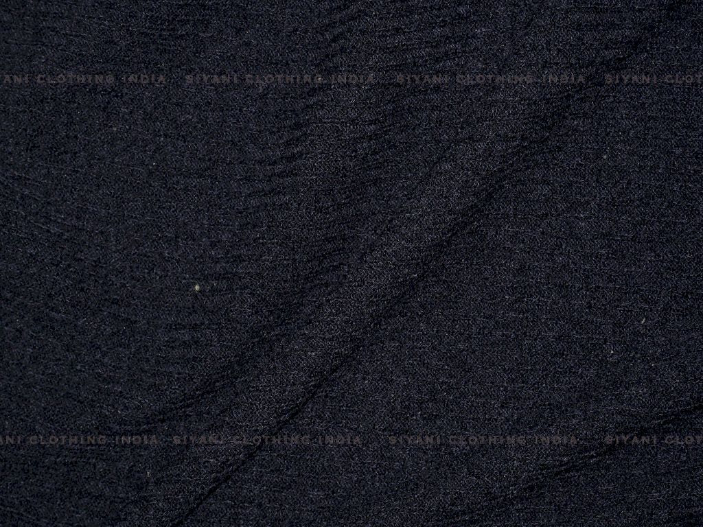 Navy Blue Woven Wool Fabric - Siyani Clothing India