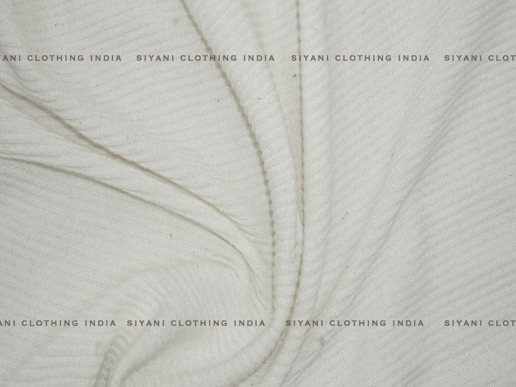 White Woven Wool Fabric - Siyani Clothing India