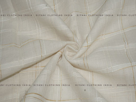 Siyani Off White Cotton Dobby Lurex Check Fabric