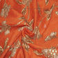 Siyani Orange Floral Gota Embroidered Silk Fabric