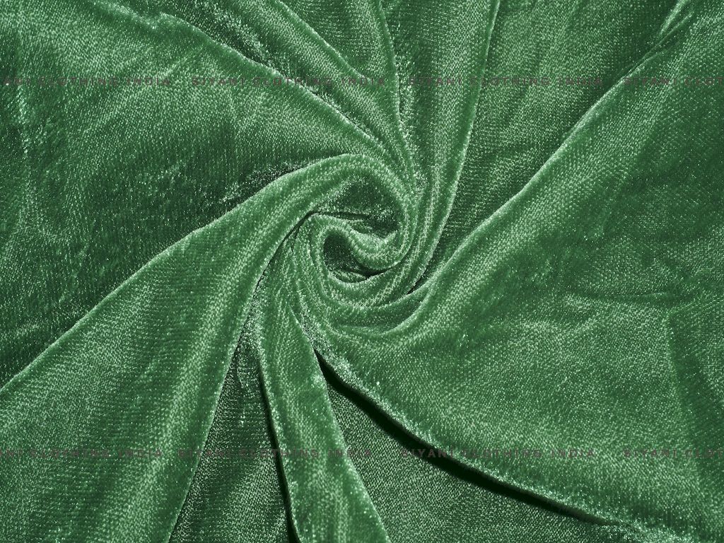 Siyani Leaf Green Solid Velvet Fabric