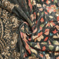 Siyani Dark Green Floral Printed And Zari Embroidered Velvet Fabric