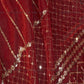 Red Sequins With Border Embroidered Velvet Fabric - Siyani Clothing India