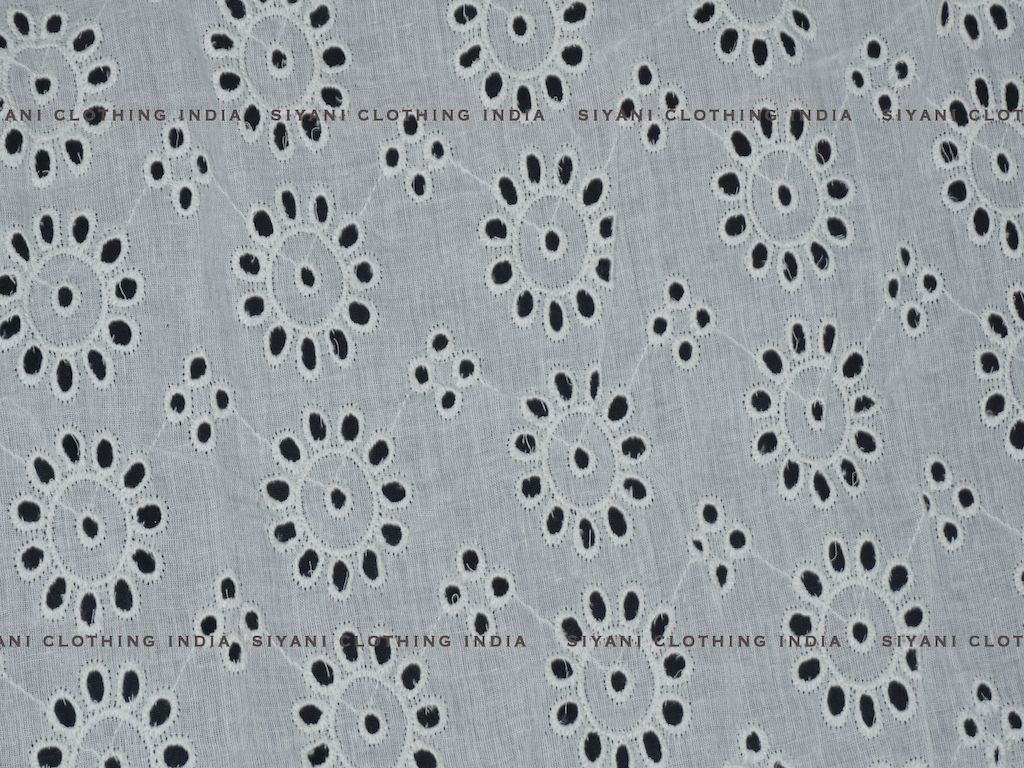 Kora Cotton Dyeable Chakra Pattern Chikankari Embroidered Fabric - Siyani Clothing India