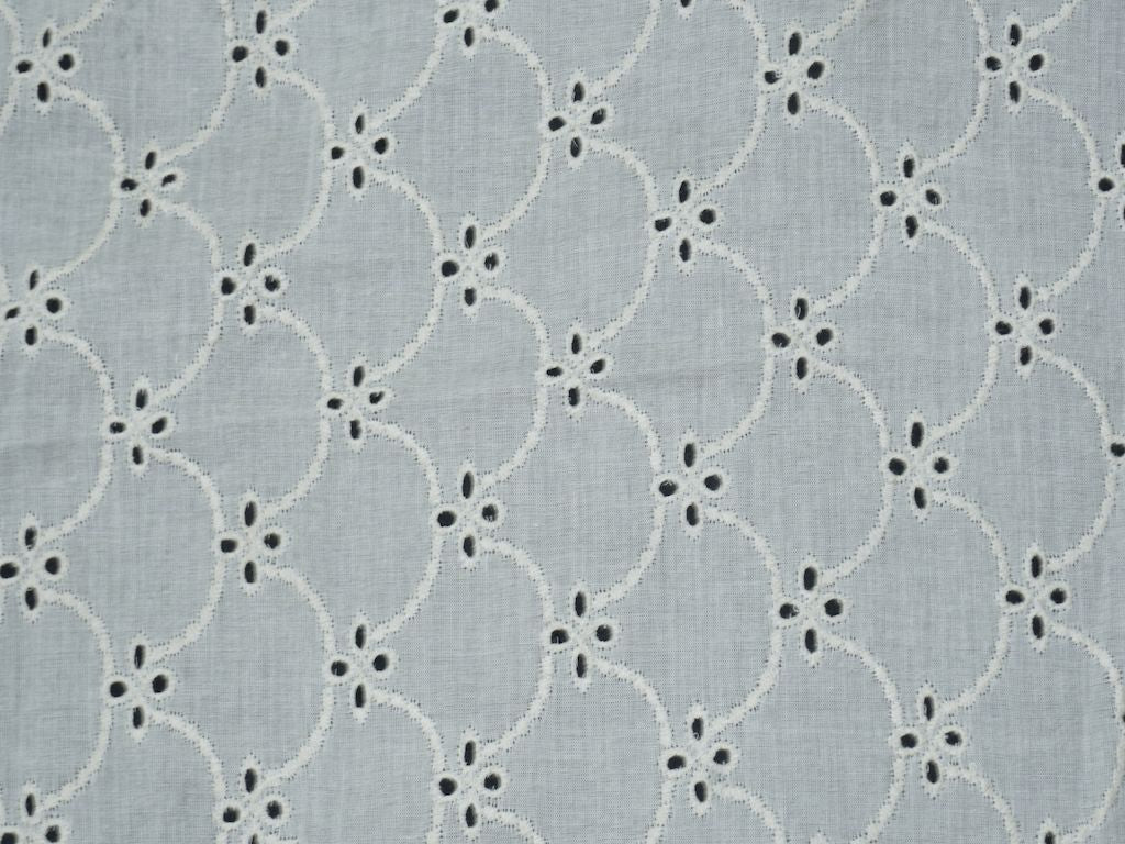 Kora Cotton Dyeable Cutwork Spiral Pattern Chikankari Schiffli Embroidered Fabric - Siyani Clothing India