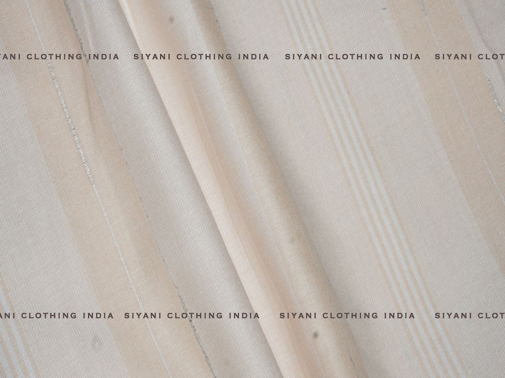 Orange Stripes Pattern Cotton Lurex Fabric - Siyani Clothing India