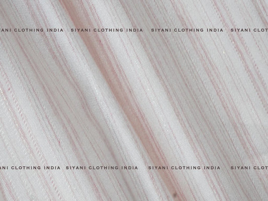 Pink Stripes Pattern Cotton Lurex Fabric - Siyani Clothing India