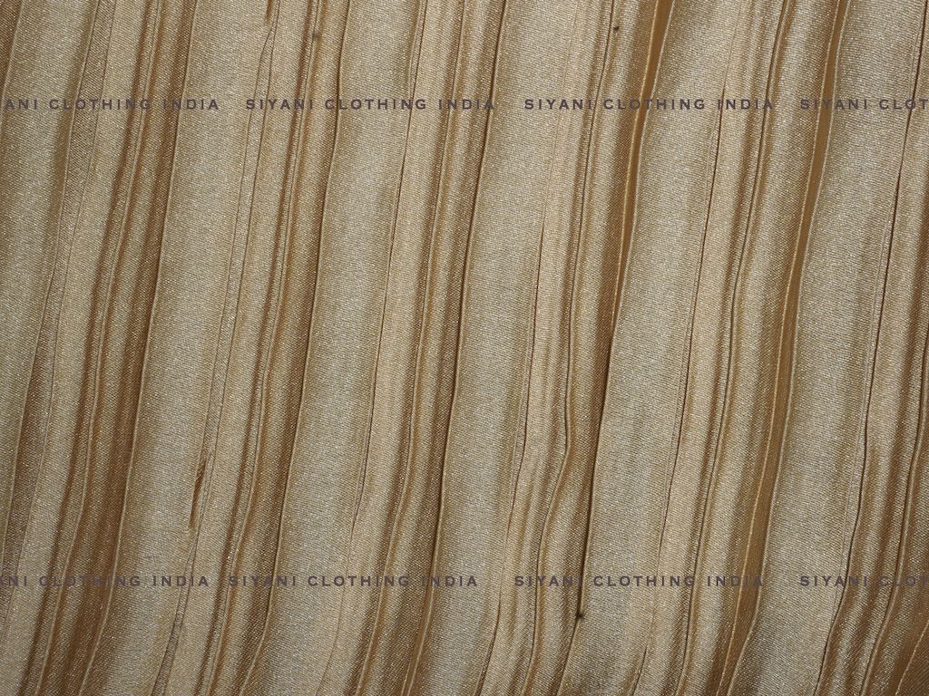 Golden Pleated Satin Georgette Fabric - Siyani Clothing India