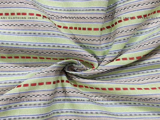 Siyani Tangaliya Green Stripes Pattern Handwoven Fabric