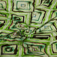 Siyani Parrot Green Geomatric Pattern Velvet Fabric