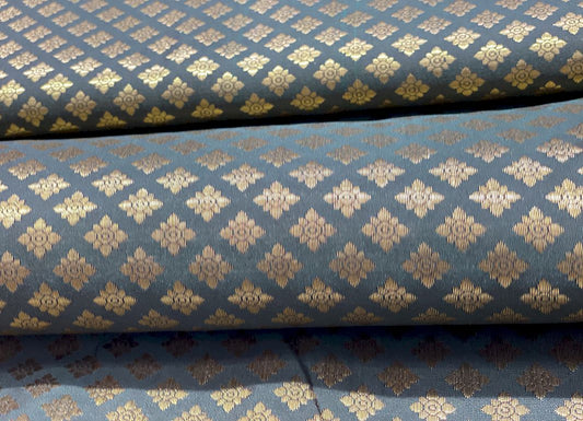 Flower Brocade fabric grey Siyani Clothing India