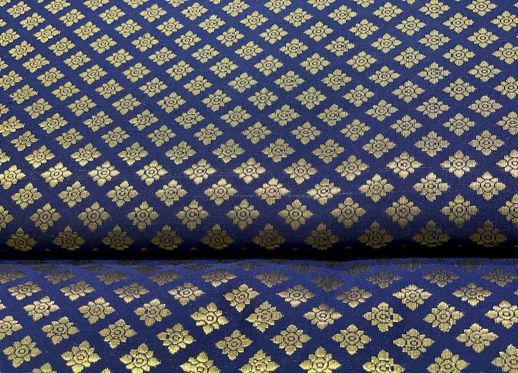 Flower Brocade fabric blue Siyani Clothing India