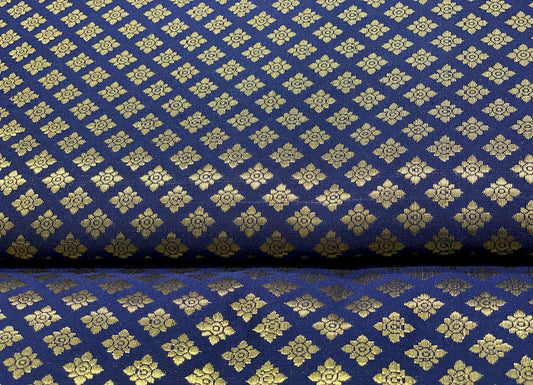 Flower Brocade fabric blue Siyani Clothing India