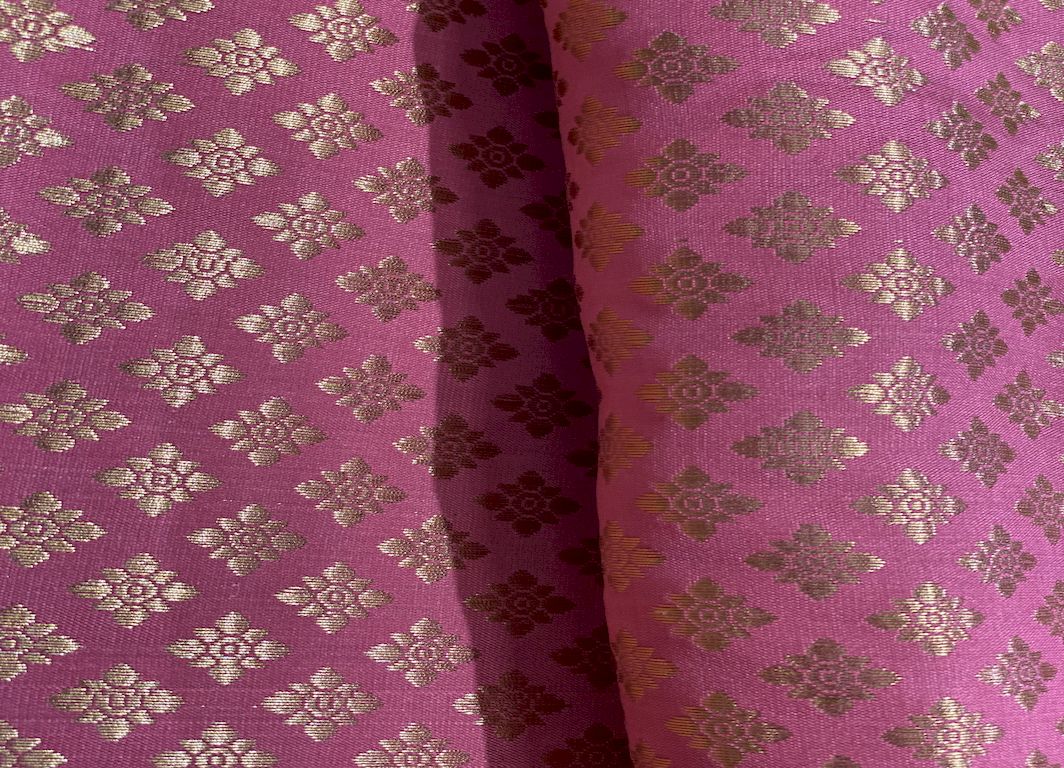 Flower Brocade fabric Pastel Pink Siyani Clothing India