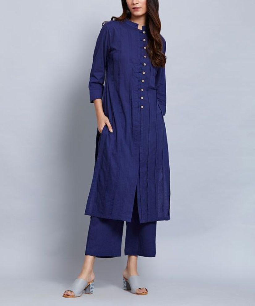 Royal Blue Cotton Kurta With Pants Siyani Clothing India