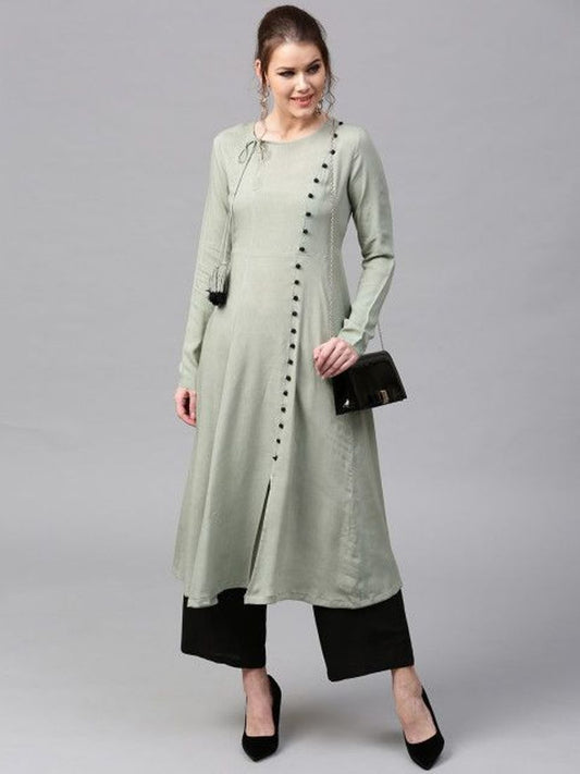 Grey Cotton Kurta With Palazzo Siyani Clothing India