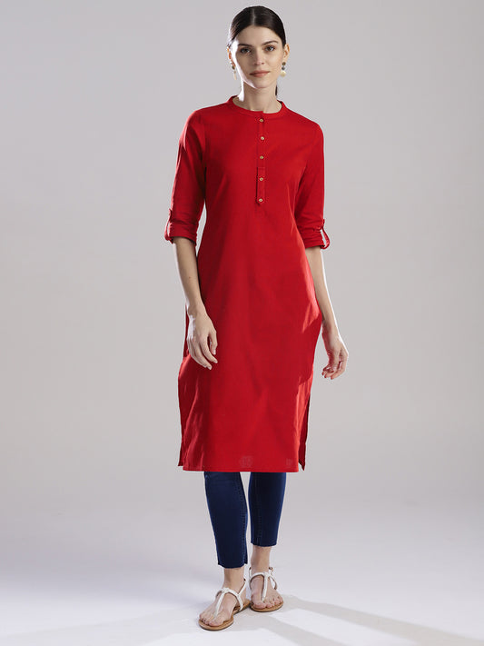 Red Cotton Kurta With Pants Siyani Clothing India