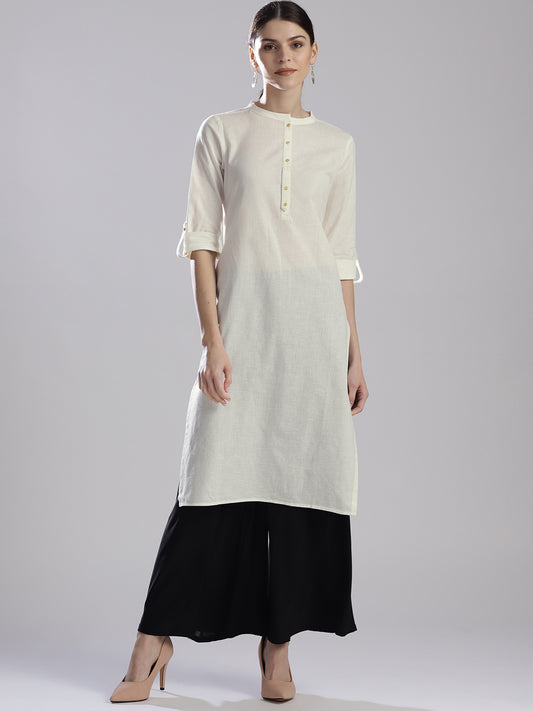 White Cotton Kurta With Palazzo Siyani Clothing India