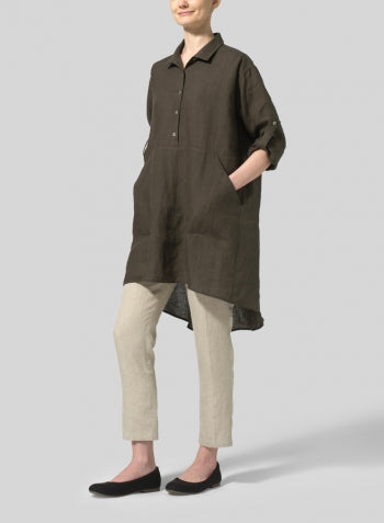 Siyani Brown Linen Tunic With Pants