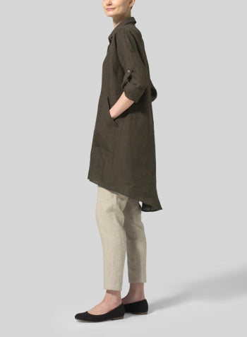 Brown Linen Tunic With Pants - Siyani Clothing India