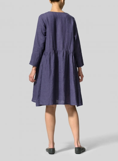 Navy Blue Linen Tunic - Siyani Clothing India